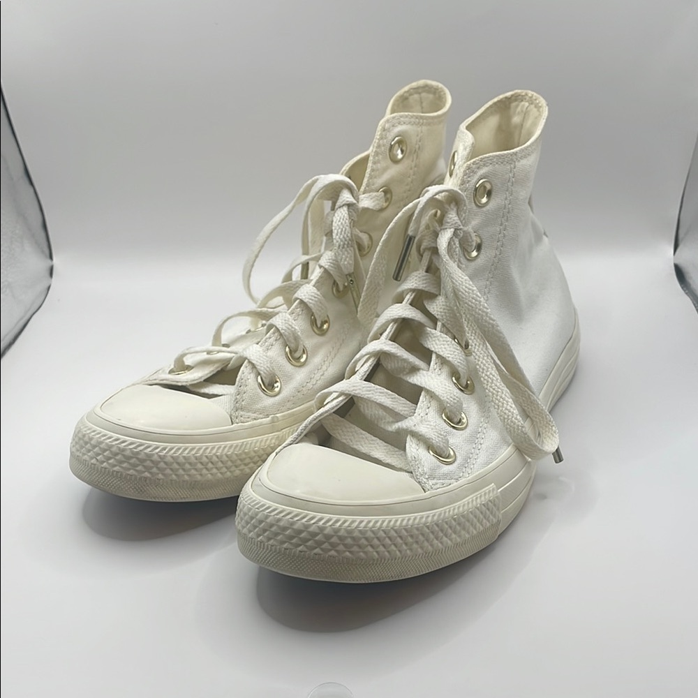 Converse High-Top Sneakers Canvas Rubber Cream Neutral / Gold 7